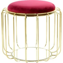 Kayoom Beistelltisch-Hocker Pouf Comfortable Rot-Gold Ø 50 Cm X 45 Cm