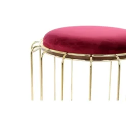 Kayoom Beistelltisch-Hocker Pouf Comfortable Rot-Gold Ø 50 Cm X 45 Cm -Wenko Astra Geschaft 98605 4842 4056216840646 3