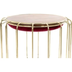 Kayoom Beistelltisch-Hocker Pouf Comfortable Rot-Gold Ø 50 Cm X 45 Cm -Wenko Astra Geschaft 98605 4842 4056216840646 4
