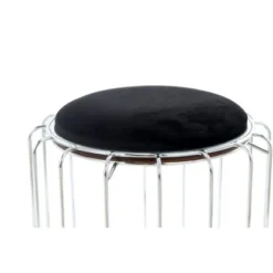 Kayoom Beistelltisch-Hocker Pouf Comfortable Schwarz-Silber Ø 50 Cm X 45 Cm -Wenko Astra Geschaft 98608 4842 4056216840752 5
