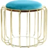 Kayoom Beistelltisch-Hocker Pouf Comfortable Türkis-Gold Ø 50 Cm X 45 Cm