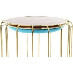 Kayoom Beistelltisch-Hocker Pouf Comfortable Türkis-Gold Ø 50 Cm X 45 Cm -Wenko Astra Geschaft 98609 4842 4056216840691 4