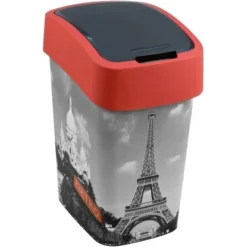 Curver Abfallbehälter Deco Flip Bin 25 L City Of Paris-Rot-Schwarz
