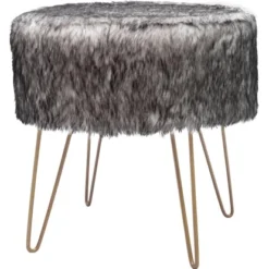 Kayoom Hocker Mio Anthrazit-Gold 45 Cm X 45 Cm