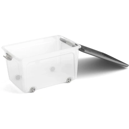 Aufbewahrungsbox W L Hoch Mit Deckel 4 Rollen Grau 2 Aufbewahrungsbox W L Hoch Mit Deckel 4 Rollen Grau – Bild 2