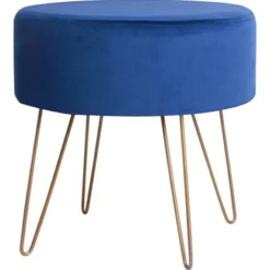 Kayoom Hocker Mio Blau-Gold 45 Cm X 45 Cm