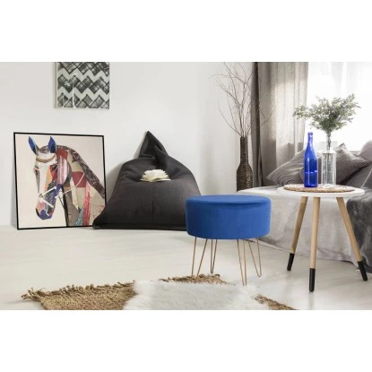 Kayoom Hocker Mio Blau-Gold 45 Cm X 45 Cm 2 Kayoom Hocker Mio Blau-Gold 45 Cm X 45 Cm – Bild 2